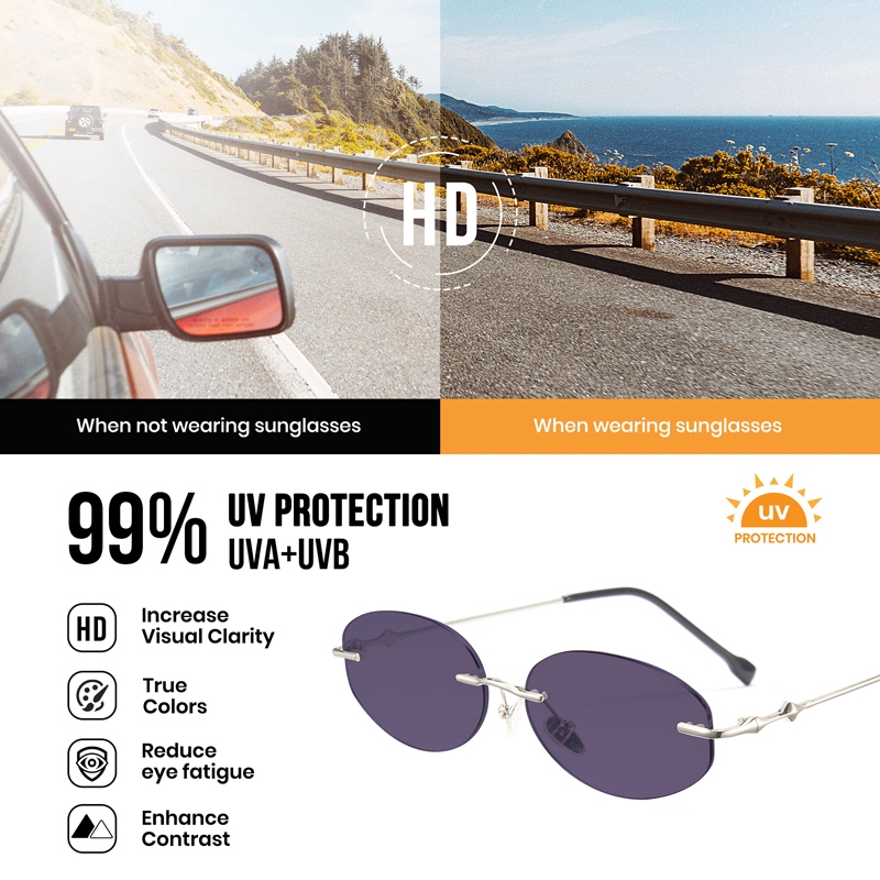 Cyxus Kính Râm Unisex Cổ Điển Gọng Kim Loại Hình Bầu Dục Chống Tia UV400 Phong Cách Thanh Lịch Và Cá Tính 1254