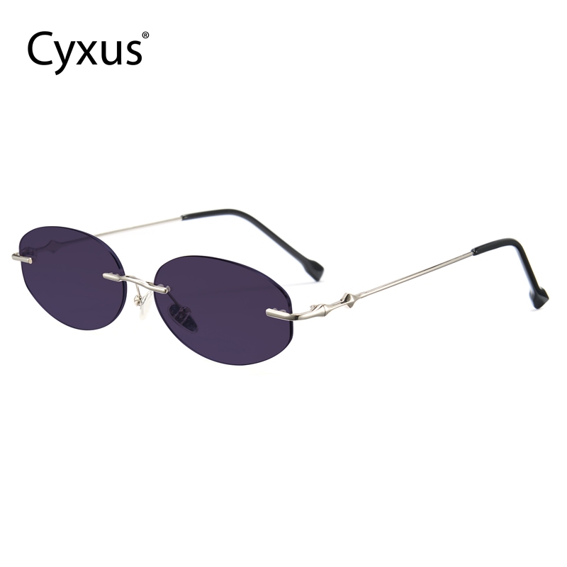 Cyxus Kính Râm Unisex Cổ Điển Gọng Kim Loại Hình Bầu Dục Chống Tia UV400 Phong Cách Thanh Lịch Và Cá Tính 1254
