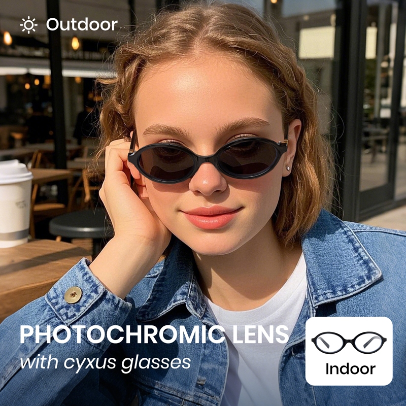Cyxus Kính Chống Ánh Sáng Xanh Nữ Đổi Màu Gọng Oval Bảo Vệ Mắt Giảm Căng Thẳng Thị Giác 8250
