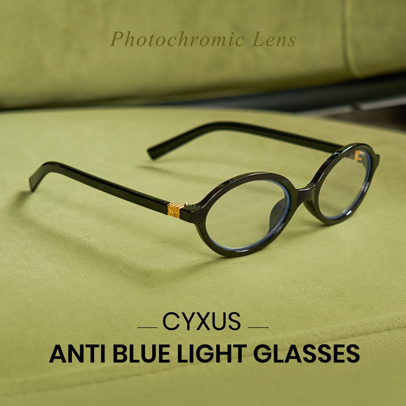 Cyxus Kính Chống Ánh Sáng Xanh Nữ Đổi Màu Gọng Oval Bảo Vệ Mắt Giảm Căng Thẳng Thị Giác 8250