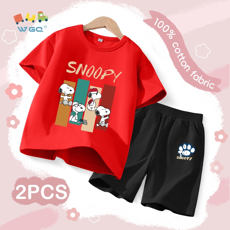 W.G.Q  Bộ đồ bé trai , tay ngắn và quần Short, mềm mại thoải mái khi in hình SNOOPY