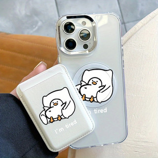 Sofa Nằm Họa Tiết Vịt Ví Bảo Vệ Cho iPhone xs max 11promax 12pro 13 15pro 15promax 14 14promax 14pro 16 pro max 16 plus Ốp điện thoại Ví