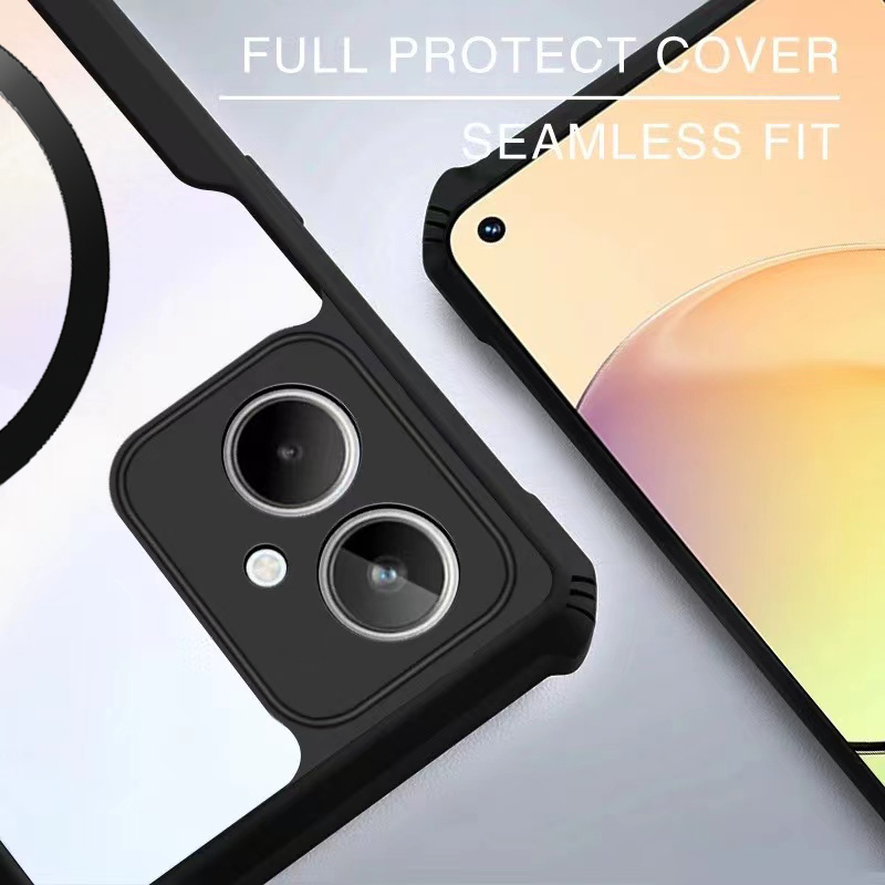 Ốp Điện Thoại Từ Tính Trong Suốt Chống Sốc VIVO Y04 Y05 Y29S Y29 Y28 Y27 Y18 Y03 Y38 Y200i T3X Y21D Y31 2025 Y31D 4G 5G Vỏ Acrylic Trong Suốt Bốn Góc Chống Rơi Bảo Vệ