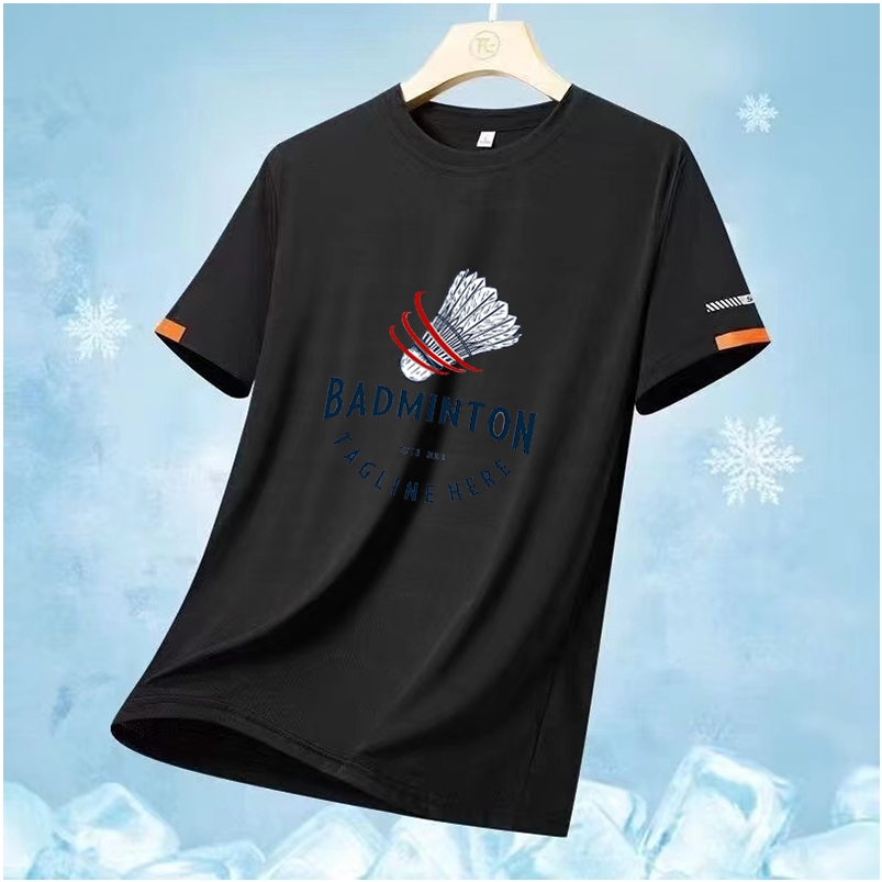 Băng lụa thoáng khí nam và nữ thi đấu tập thể thao cổ tròn hàng đầu quần vợt bóng bàn cầu lông phù hợp với mùa hè Áo thun khô nhanh nhẹ