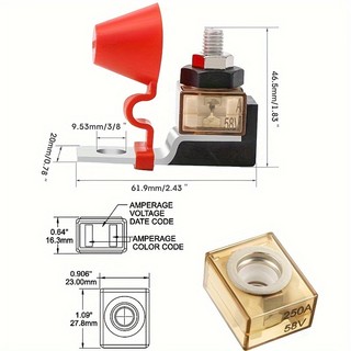 Xe Tải Thuyền RV 30A-300A Pin Thiết Bị Đầu Cuối Gắn MRBF Bộ Khối Cầu Chì 58V Với Đinh Đơn 5 / 16 "Marine Xếp Hạng Pin Cầu Chì