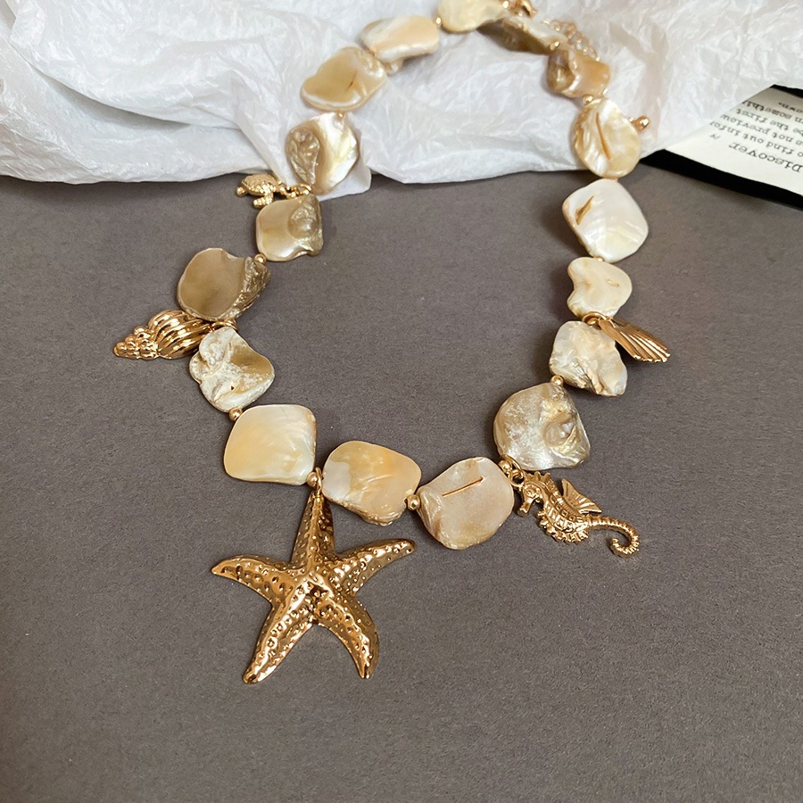 [Jewbeauty] Seashell sao biển ngựa biển vòng cổ ốc xà cừ bãi biển đại dương ngày lễ gió chuỗi xương đòn nhẹ sang trọng trang sức cao cấp