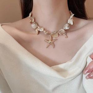 Seashell sao biển ngựa biển vòng cổ ốc xà cừ bãi biển đại dương ngày lễ gió chuỗi xương đòn nhẹ sang trọng trang sức cao cấp