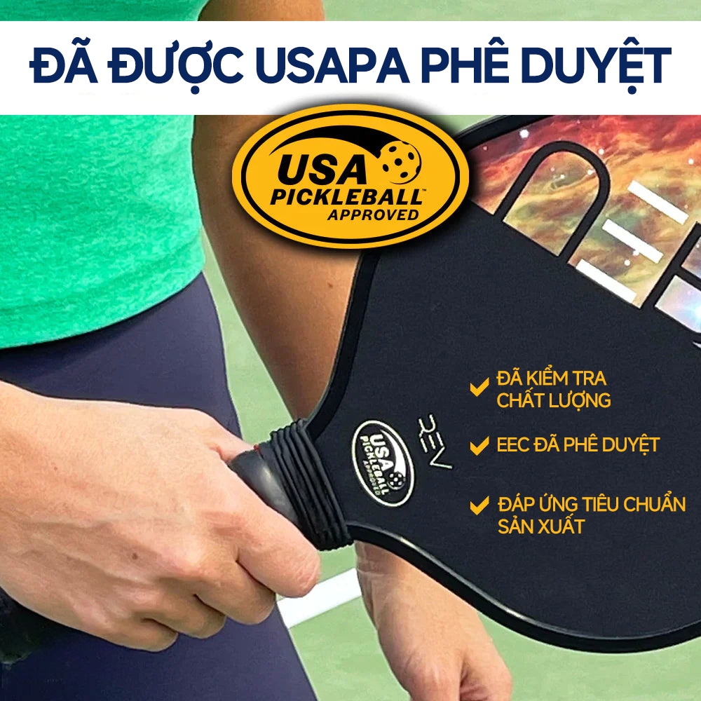 Combo 2 Vợt Pickleball T700 [MẶT SẦN CARBON] [HOẶC MẶT NHẴN] Túi Chống Sốc-Bóng Luyện Tập & Thi Đấu