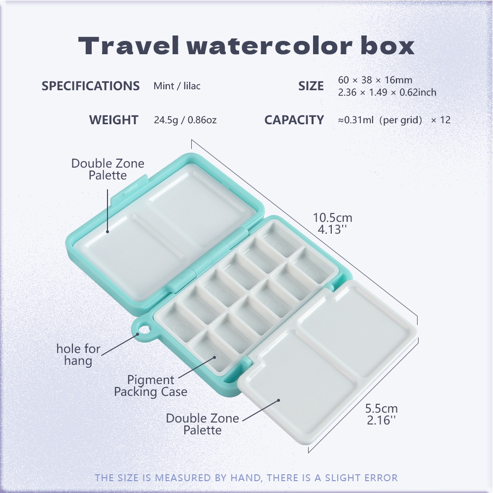 Ảnh Seamiart 12 Lưới Mini Du Lịch Nhựa Hộp Tranh Có Móc Khóa Di Động Màu Nước Bảng SS25 Xuân Hè Màu 2