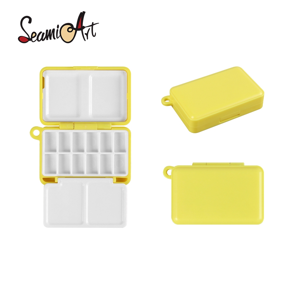 Ảnh Seamiart 12 Lưới Mini Du Lịch Nhựa Hộp Tranh Có Móc Khóa Di Động Màu Nước Bảng SS25 Xuân Hè Màu 1