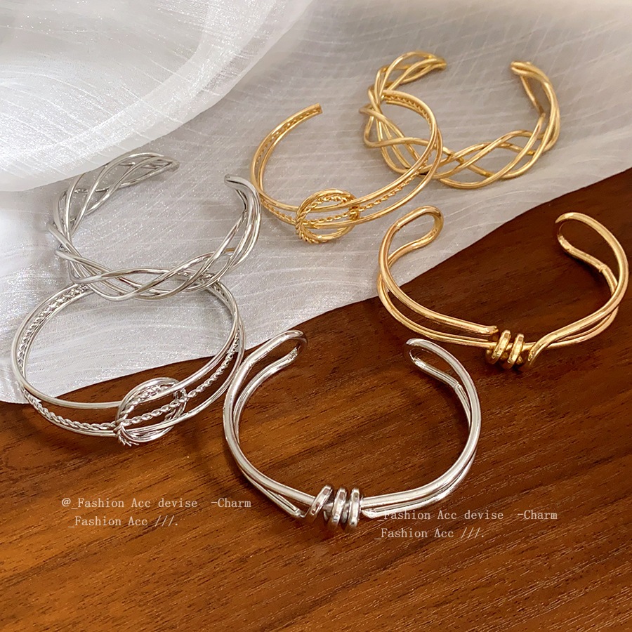 [Jewbeauty] Vòng tay mở vàng xoắn không đều Vòng tay ins giác quan tiên tiến trang sức thời trang đơn giản dành cho nữ