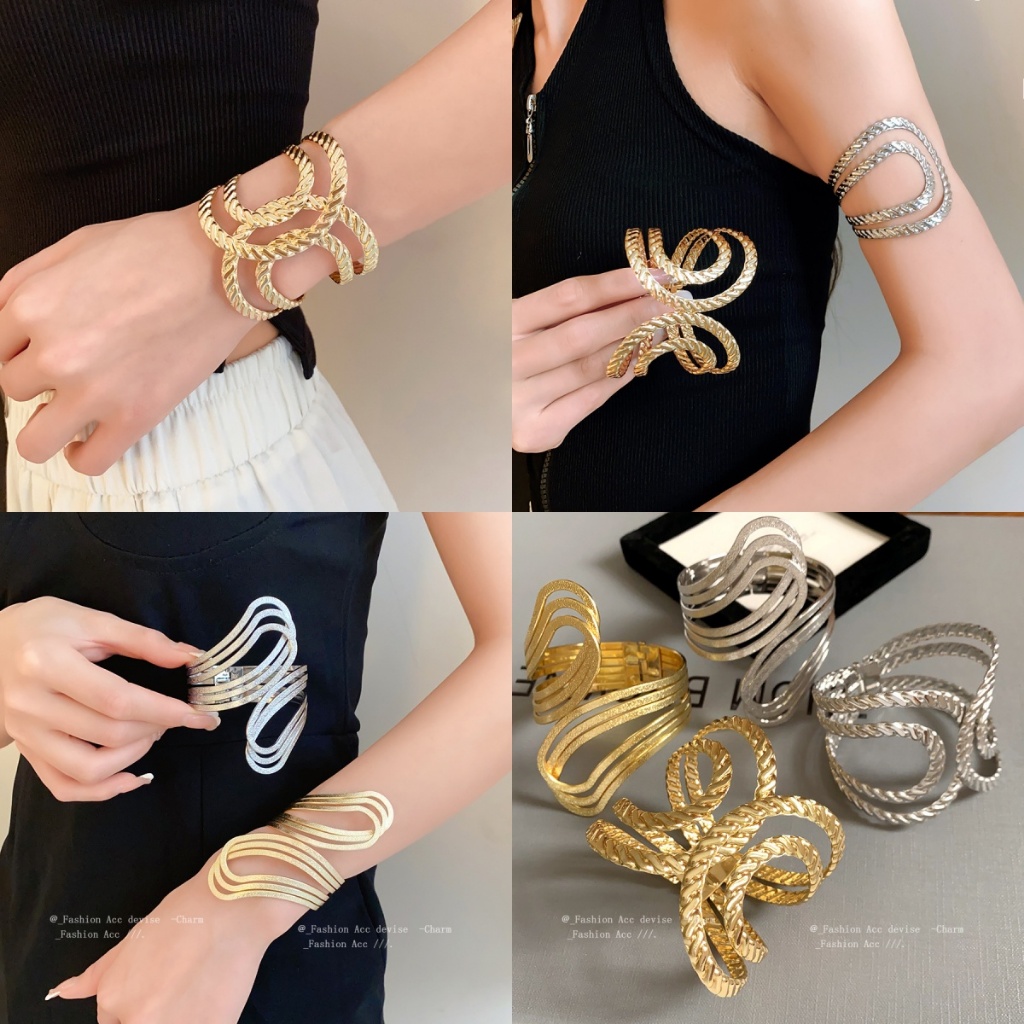 [Jewbeauty] Vòng tay mở họa tiết rỗng không đều nhẹ nhàng sang trọng vòng tay gió lạnh cảm giác cao cấp trang sức tay người phụ nữ