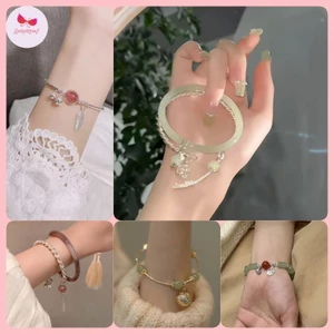 Vòng Tay Hở Bằng Bạc Có Thể Điều Chỉnh Kích Thước Màu Xanh Lá Thời Trang Cho Nữ