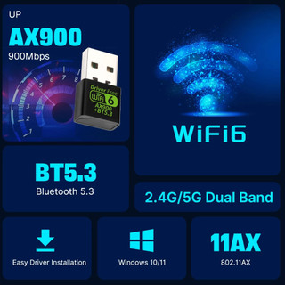 Wifi 6 AX900 Bluetooth 5.3 Bộ chuyển đổi USB WIFI Tấm mạng không dây 2.4G & 5GHZ Ăng-ten Wi-Fi USB cho PC / Laptop Win10 / 11 Trình điều khiển miễn phí