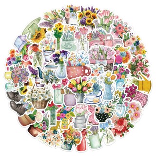 Bộ 50 Hoa Đẹp Dán Nhiều Màu Sắc Hoa Tulip Hoa Cúc Bình Notebook Nhật Ký Sổ Lưu Niệm DIY Miếng Dán