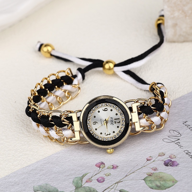 Ngôi Sao Tài Năng Thời Trang Nữ Kim Cương Giả Dây Bện Vòng Tay Thạch Anh Analog Đồng Hồ Đeo Tay