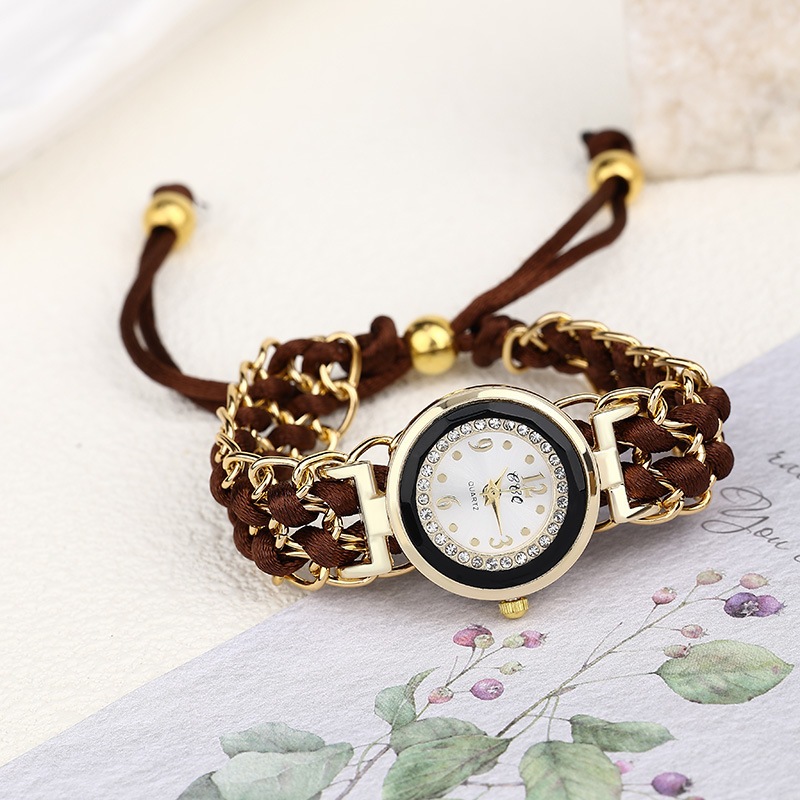Ngôi Sao Tài Năng Thời Trang Nữ Kim Cương Giả Dây Bện Vòng Tay Thạch Anh Analog Đồng Hồ Đeo Tay