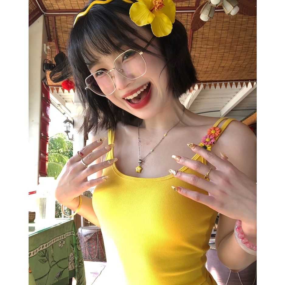 【BANKO】Bộ đồ mùa hè phiên bản Hàn Quốc dành cho nữ Áo Vest dây đeo vai đôi + Váy tay dài nửa (Mua riêng)