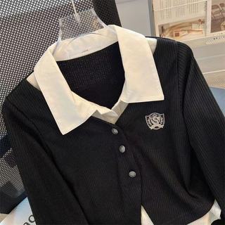 Áo sơ mi nữ dài tay dáng rộng cổ polo phong cách hàn quốc