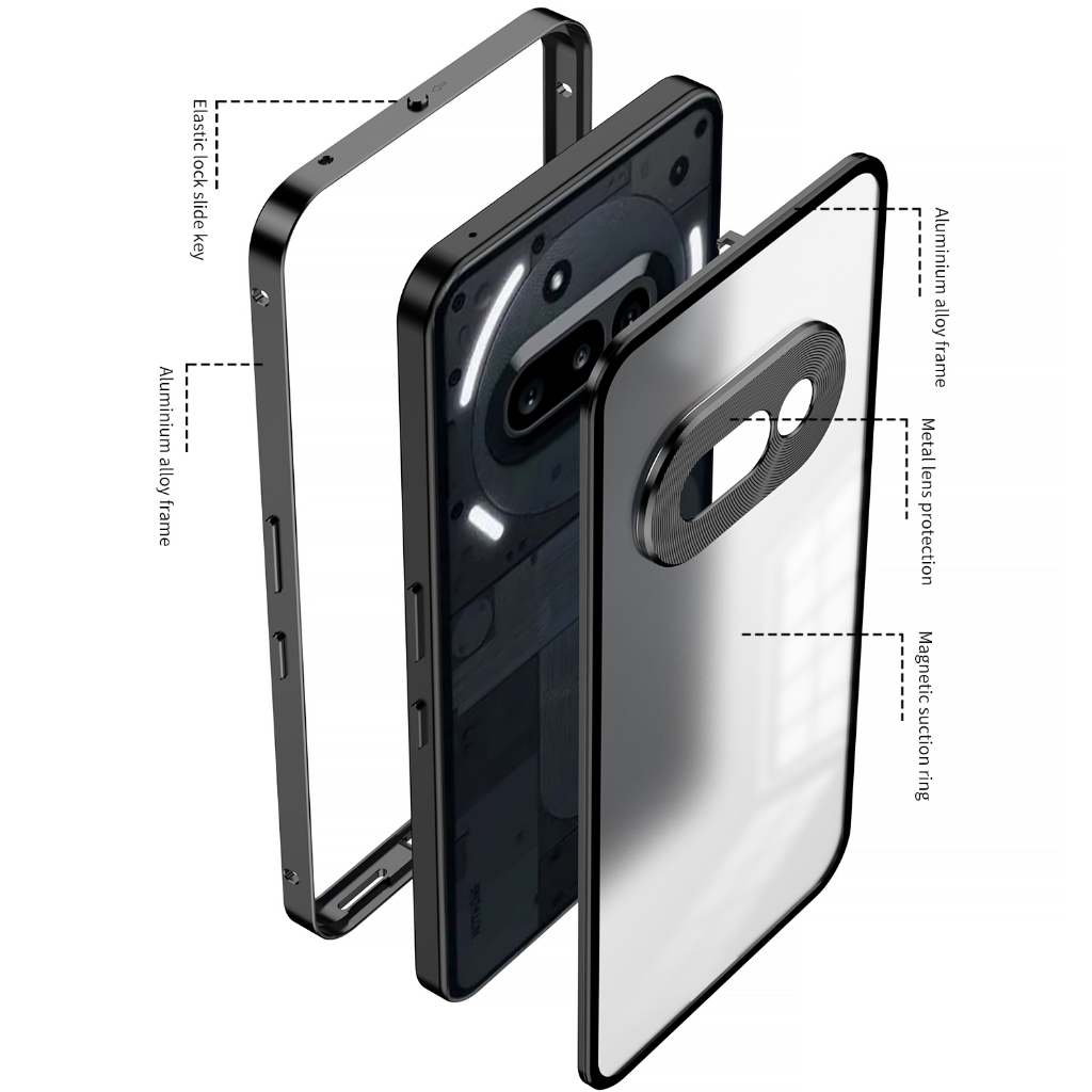 Cao Cấp Không Có Gì Điện Thoại 3A Pro NH3A Phone3A Ốp lưng Hợp Kim Nhôm Khung Kim Loại Mờ Mặt Sau Bảng Điều Khiển