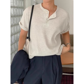 Henry Cổ Áo Cotton Nguyên Chất Vách Ngăn Ngắn Tay Nam Phiên Bản Hàn Quốc Thu Đông Thoáng Khí Thường Ngày Phù Hợp Với Thời Trang Top