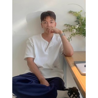 Henry Cổ Áo Cotton Nguyên Chất Vách Ngăn Ngắn Tay Nam Phiên Bản Hàn Quốc Thu Đông Thoáng Khí Thường Ngày Phù Hợp Với Thời Trang Top