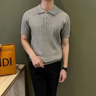 Twist Đan Ngắn Tay POL0 Áo Sơ Mi Nam Mùa Hè Hàn Quốc Dongdaemun Top Phù Hợp Với Doanh Nhân Đi Làm Áo Thun