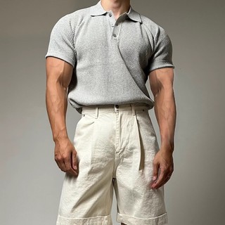 Áo Sơ Mi Polo Slim-fit Đơn Giản Đơn Giản Màu Trơn Ve Áo Ngắn Tay Cao Cấp T @