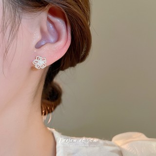 Drejew 925Silver kim trơn bạc rỗng bông tai hoa thời trang Hàn Quốc bông tai đa năng cá tính dành cho nữ