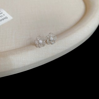 Drejew 925Silver kim trơn bạc rỗng bông tai hoa thời trang Hàn Quốc bông tai đa năng cá tính dành cho nữ