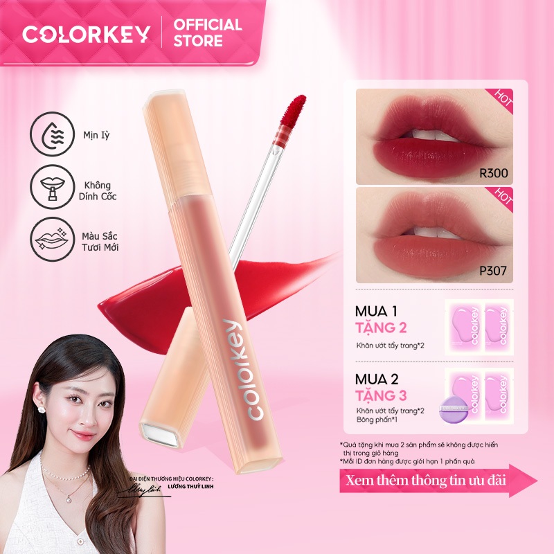 Ảnh Son tint bóng COLORKEY dưỡng ẩm trong suốt mềm mại lâu trôi độ ấm vừa vặn không dính có sắc tố cao 1
