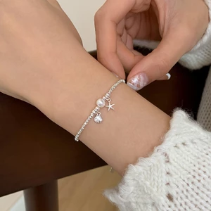[Jewbeauty] Vòng tay ngọc trai vỏ sao biển bạc nhẹ sang trọng cao cấp vòng tay giác quan thời trang đi lại trang sức tay nữ