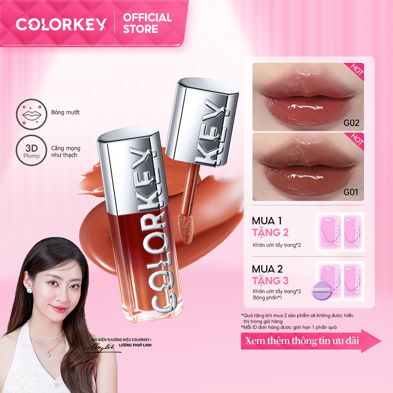 Ảnh Son bóng nước COLORKEY 3D ánh gương đầy đặn 3ml 1
