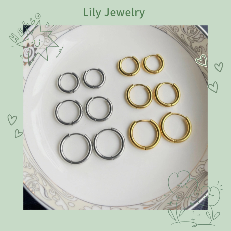 Đơn Giản Phù Hợp Với Tất Cả Trận Đấu Bông Tai Vòng Tròn Thép Titan Không Phai Màu Nam Nữ Bông Tai Nhỏ