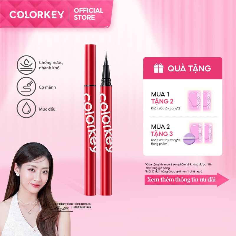 Ảnh Bút Kẻ Mắt Nước Colorkey Trang Điểm Chống Nước Lâu Trôi 0.55ml 1