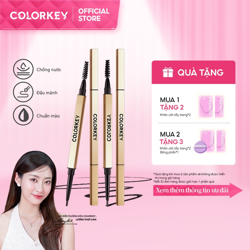Ảnh COLORKEY Chì kẻ mày hai đầu tam giác chống thấm nước lâu trôi cho người mới tập trang điểm 1