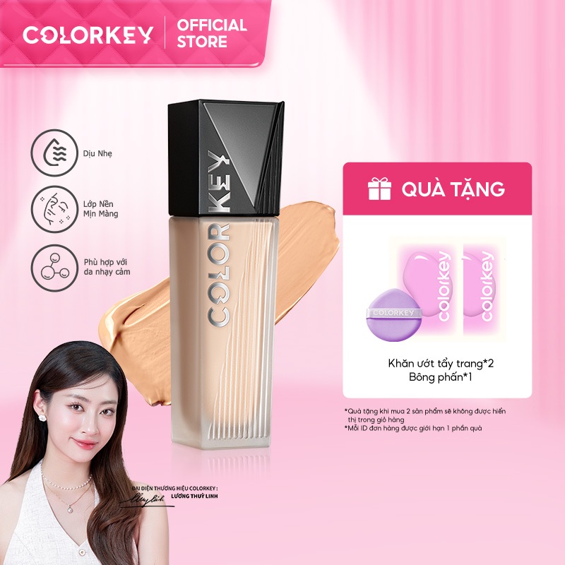 Ảnh Kem Nền COLORKEY Dạng Lỏng Chân Ái Cho Da Dầu Cho Lớp Trang Điểm Lì Mỏng Nhẹ và Lâu Trôi 30g 1