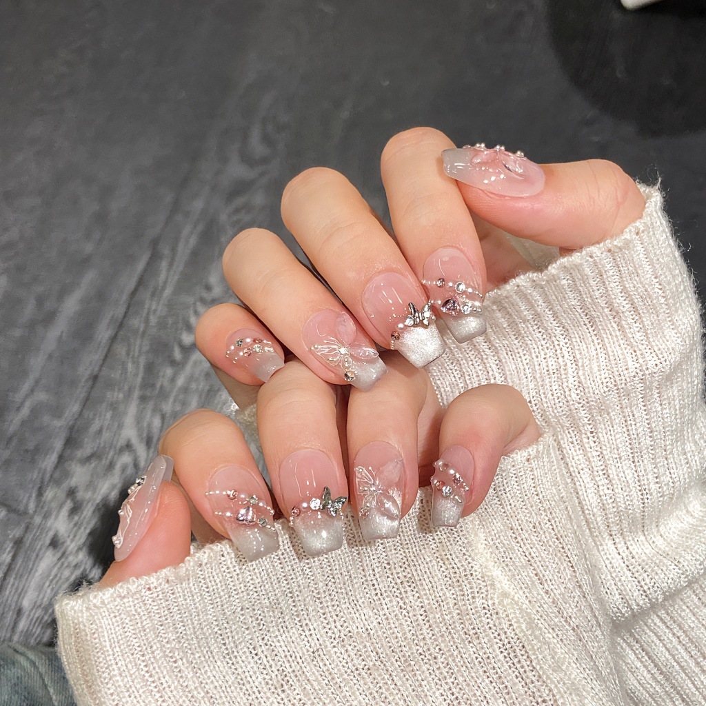 Một con bướm dưới ánh trăng Mắt Mèo Móng Tay Giả Nguyên Chất Handmade Móng Tay Giả Hộp Móng Tay Miếng Dán Móng Tay Mắt Mèo Màu Khỏa Thân Ánh Sáng Cao Cấp Bướm Sang Trọng Làm Móng Tay Có Thể Tháo Rời Móng Tay Handmade Trị Liệu Quang Móng Tay Giả Dán Móng T
