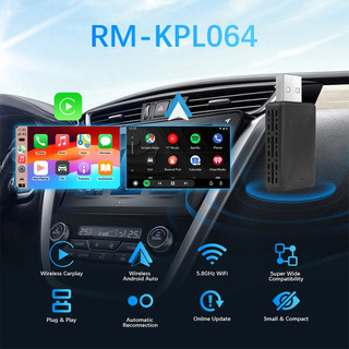 Bộ chuyển đổi dây 2 trong 1 sang không dây Carplay Android Apple Auto Plug & Play Kết nối USB Dongle Type-C