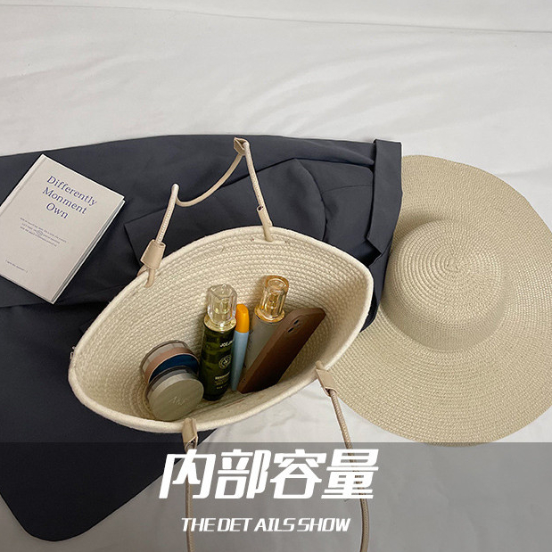 Túi tote/đeo vai/đeo chéo phong cách mới, túi rơm, kèm mũ rơm