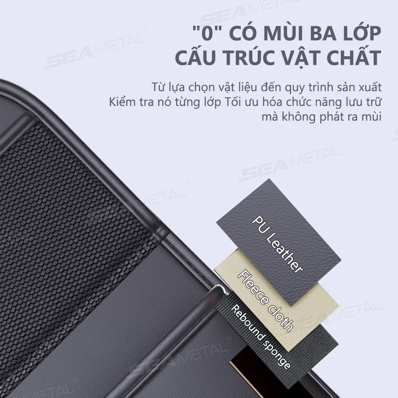 Túi đựng đồ ghế sau ô tô SEAMETAL Túi đựng đồ ghế sau đa chức năng có khay có thể gập lại Cốc / Hộp đựng khăn giấy