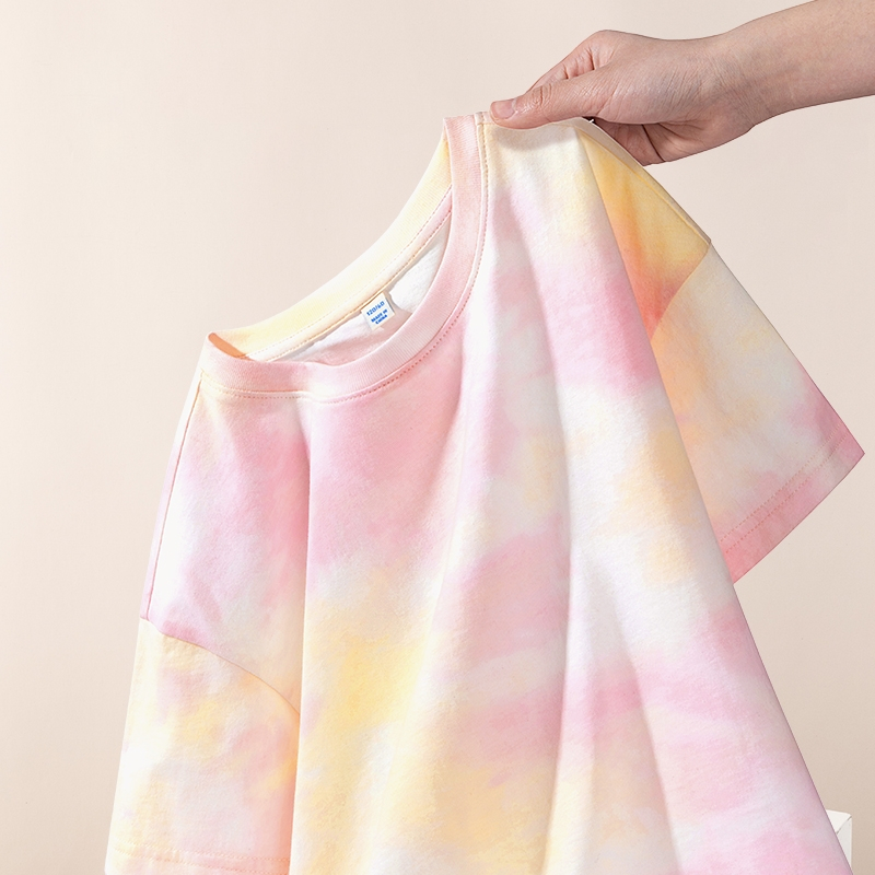 W.G.Q Tie-Dye Áo thun Bé Trai  , Vải Cotton Nguyên Chất, Đai Thấm Mồ Hôi Thoáng Khí In Chữ Việt Nam