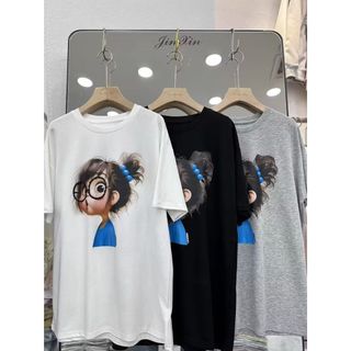 Thương hiệu HIIXIIVI 【 Áo thun 100% Cotton 】 Áo thun ngắn tay Oversize Nữ Baggy Loose Top Nữ Độc đáo Ootd 2025 Lives