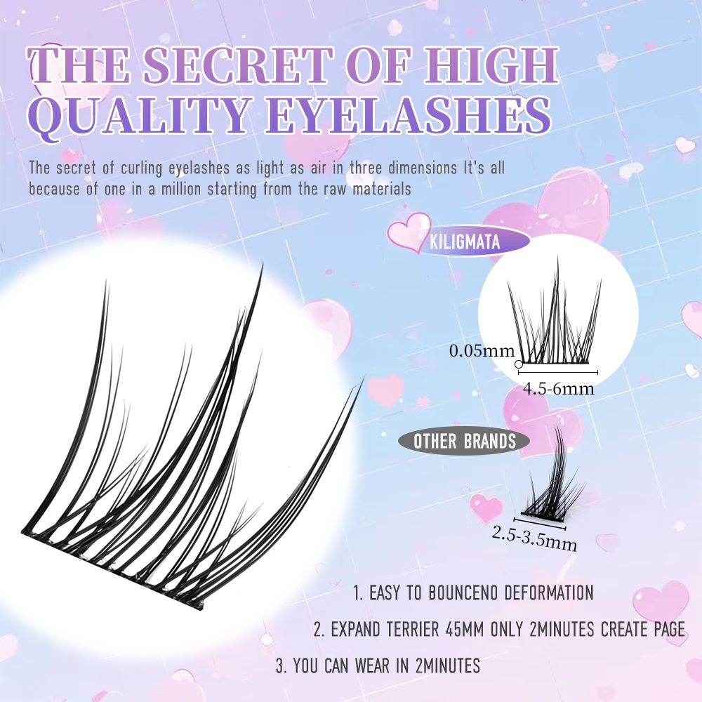 [Món quà miễn phí] Lông Mi Giả KILIGMATA 10 Hàng Dày 3d Tự Nhiên 4mm-11mm /mi giả tách sợi/mi giả tự nhiên