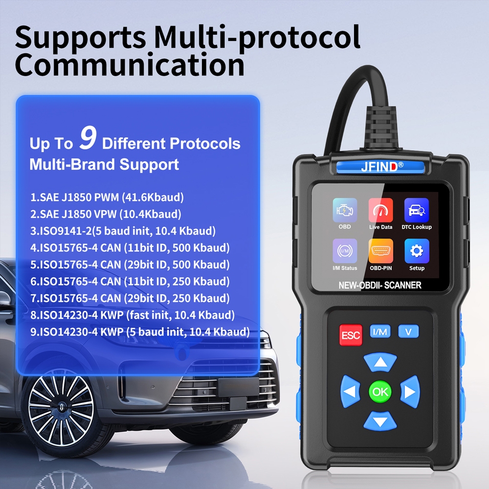 JFIND JF700 OBD2 đầu đọc mã lỗi động cơ cho Honda/Yamaha, phân tích động cơ ô tô, kiểm tra I/M, công cụ chẩn đoán OBD 2