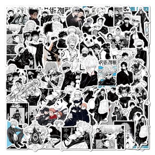 Bộ 50 Đen Trắng Hoạt Hình Jujutsu Kaisen Dán Anime Đề Can Graffiti Đồ Chơi Trẻ Em DIY Miếng Dán