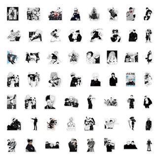 Bộ 50 Đen Trắng Hoạt Hình Jujutsu Kaisen Dán Anime Đề Can Graffiti Đồ Chơi Trẻ Em DIY Miếng Dán