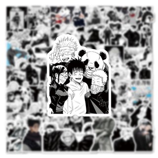 Bộ 50 Đen Trắng Hoạt Hình Jujutsu Kaisen Dán Anime Đề Can Graffiti Đồ Chơi Trẻ Em DIY Miếng Dán