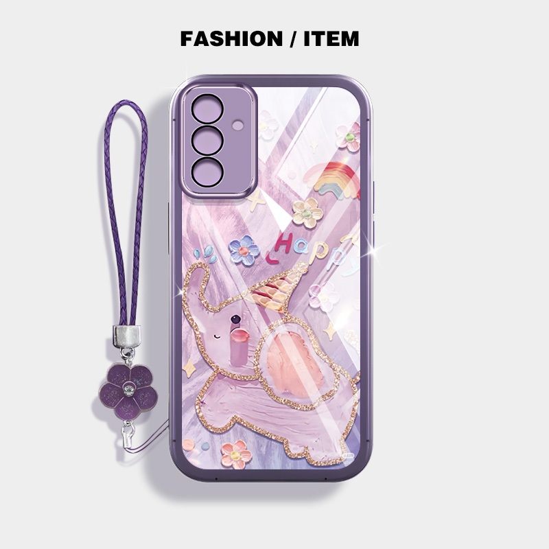 YBD Dành Cho Samsung Galaxy A36 A56 A26 A16 A55 A35 A13 A04S A05S A14 A15 A24 A25 A34 A54 5G Phim Hoạt Hình Tranh Sơn Dầu Nhiều Màu Sắc Voi Mềm Mại Dễ Thương