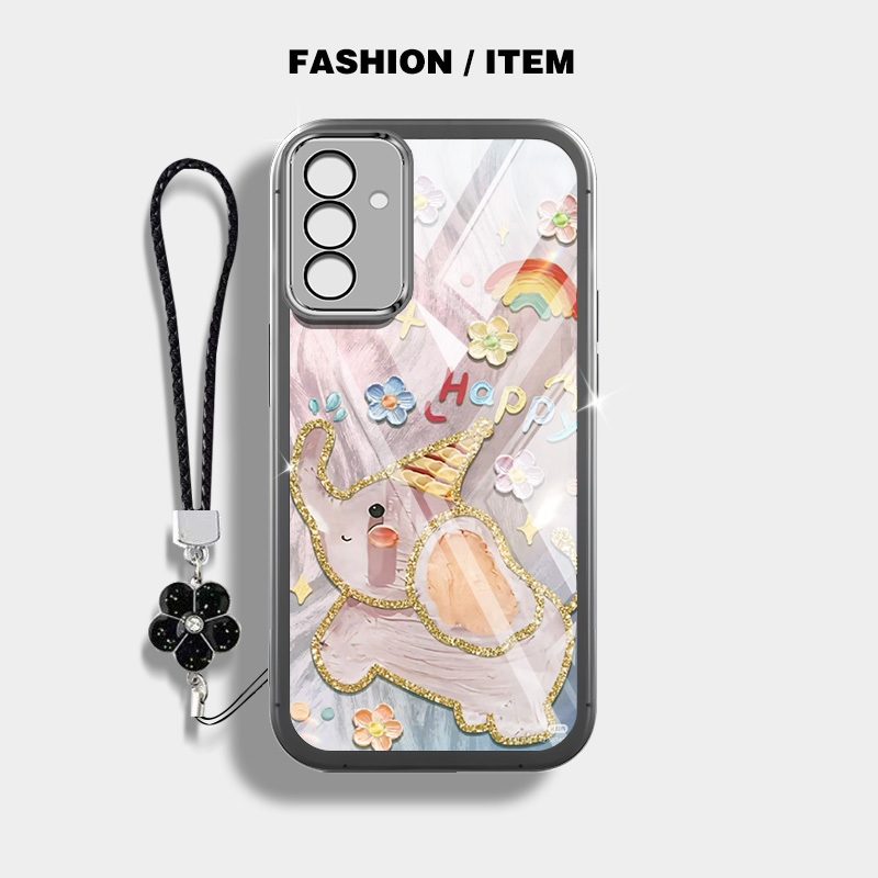 YBD Dành Cho Samsung Galaxy A36 A56 A26 A16 A55 A35 A13 A04S A05S A14 A15 A24 A25 A34 A54 5G Phim Hoạt Hình Tranh Sơn Dầu Nhiều Màu Sắc Voi Mềm Mại Dễ Thương